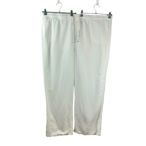 NEW‎ Lane Bryant Wide Leg Pants Women Plus 26 28 White Linen Blend Drawstring - Picture 1 of 8